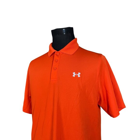 Under Armour Men's HeatGear Solid Orange Short Sleeve Polo Shirt Medium - Picture 2 of 8